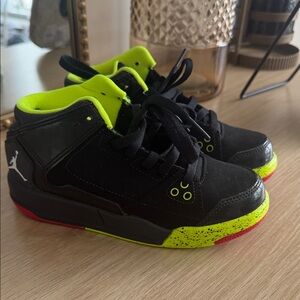 Jordan Kids Black and Neon Green Sneakers